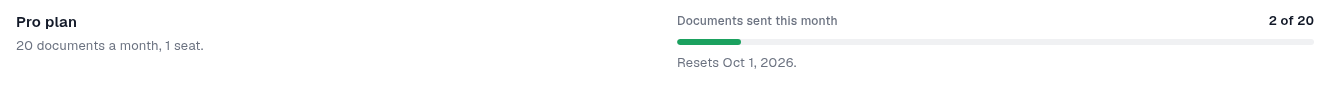 Monthly document usage and reset date on desktop